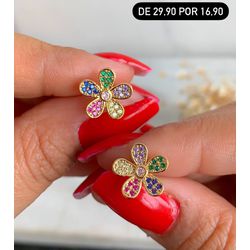 Brinco de Flor Colorido - B85 - Lojas das Revendedoras