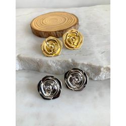 Brinco flor orgânico liso - B2333 - Lojas das Revendedoras