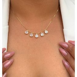 Colar com 5 Gotas Transparente - C3699 - Lojas das Revendedoras