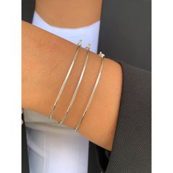 Bracelete Liso Prata 925 - P337 - Lojas das Revendedoras