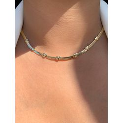 Choker Fita com Detalhe de Coração Liso - C1197 - Lojas das Revendedoras