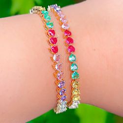 Pulseira De Coração Na Zirconia Colorida - P4298 - Lojas das Revendedoras