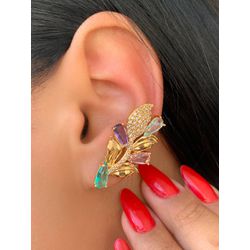 Brinco Ear Cuff Folha Trabalhado - B378 - Lojas das Revendedoras