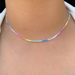 Chocker riviera rainbow prata 925 - C4161 - Lojas das Revendedoras