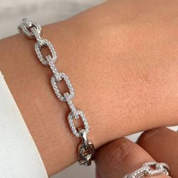 Bracelete Corrente Ródio branco cravejado na micro... - Lojas das Revendedoras