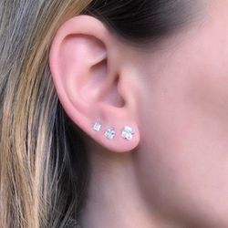 Trio De Quadrado Na Zirconia Prata 925 - B1390 - Lojas das Revendedoras