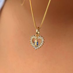 Colar Com Pingente De coração com Nossa Senhora - ... - Lojas das Revendedoras