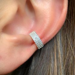 Piercing fake cravejado prata 925 - B8483 - Lojas das Revendedoras