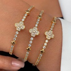 Bracelete trevo na zircônia - P410 - Lojas das Revendedoras