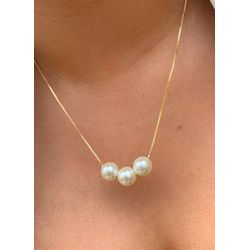 Chocker com 3 perolas delicadas - C7265 - Lojas das Revendedoras