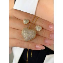 Conjunto De Coração Cravejado Na Micro Zirconia - ... - Lojas das Revendedoras