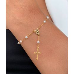 Pulseira De Terço com pérolas - P161 - Lojas das Revendedoras