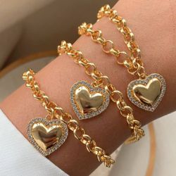Pulseira de elos com pingente de coração (unitário... - Lojas das Revendedoras