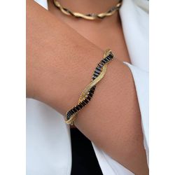 Pulseira trançada navetes e fita - p33665 - Lojas das Revendedoras