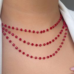 Chocker com detalhes vermelho 45cm (cada) - C1476 - Lojas das Revendedoras