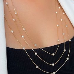 Colar Alongado de perola delicado 80cm - C1396 - Lojas das Revendedoras