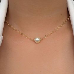 Colar na correntaria de coração com perola - C15... - Lojas das Revendedoras