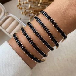 Pulseira de navetes preto (cada) - P178 - Lojas das Revendedoras