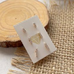 Trio de brinco com micro zircônia antialérgico - ... - Lojas das Revendedoras