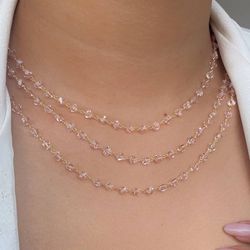 Colar de cristais rosa (cada) 40cm - C15775 - Lojas das Revendedoras