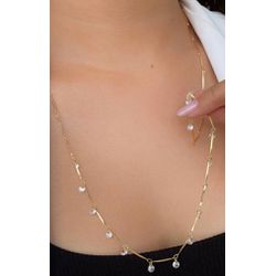 Colar alongado com cristais - C15793 - Lojas das Revendedoras