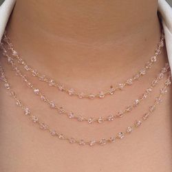 Colar com cristais roso de 45cm (cada) - C15803 - Lojas das Revendedoras