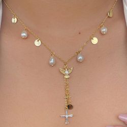 Colar Religioso com Pérolas - C15768 - Lojas das Revendedoras