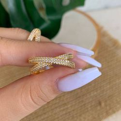 Anel cruzado com zircônias - A9423 - Lojas das Revendedoras