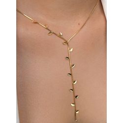 Colar gravatinha de folha com ponto do luz - C148 - Lojas das Revendedoras