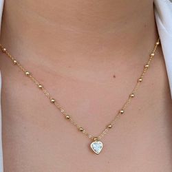 Colar de esferas delicadas com coração na zircônia... - Lojas das Revendedoras