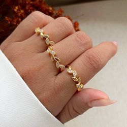 Anel folhas e pedras de zircônia (CADA) - A9431 - Lojas das Revendedoras