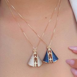 Colar Dupla face Nossa senhora linha Premium - C1... - Lojas das Revendedoras