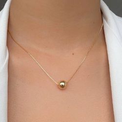 Colar com esfera lisa - C7187 - Lojas das Revendedoras