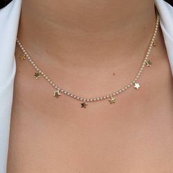 Choker de perola com estrelas - C15792 - Lojas das Revendedoras