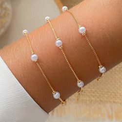 Pulseira com perola delicadas (cada) - P3028 - Lojas das Revendedoras