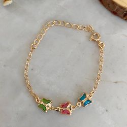 Pulseira três borboletas infantil - P3141 - Lojas das Revendedoras