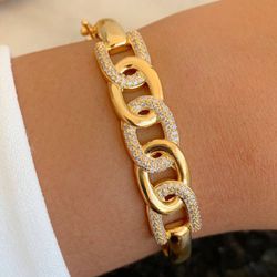 Bracelete De Elos Cravejado - P3151 - Lojas das Revendedoras