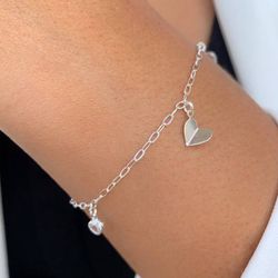 Pulseira corações prata 925 - P3261 - Lojas das Revendedoras