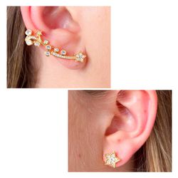 Ear Cuff De Estrela Cravejada - B4279 - Lojas das Revendedoras
