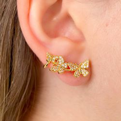 Ear Cuff De Borboleta Cravejada - B4090 - Lojas das Revendedoras