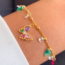 Pulseira Ponto de Luz Colorido com Pingente de Bor... - Lojas das Revendedoras