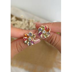 Brinco de Flor Colorida - B9618 - Lojas das Revendedoras