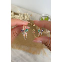 Brinco de Argola Cravejado com Detalhe de Borbolet... - Lojas das Revendedoras