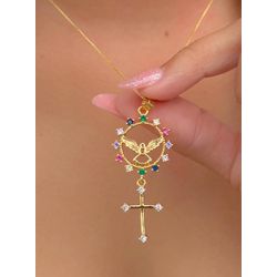 Colar Espirito Santo com Detalhes Na Zircônia Colo... - Lojas das Revendedoras