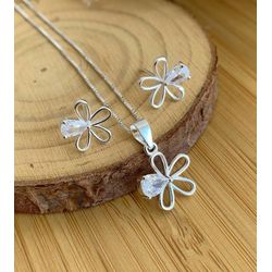 Conjunto Flor com Ponto de Luz PRATA 925 - CON85 - Lojas das Revendedoras
