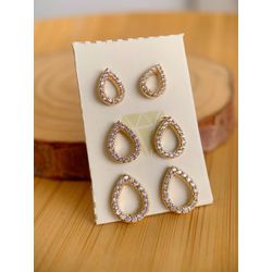 Trio gotas cravejadas - B2157 - Lojas das Revendedoras