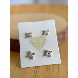 Dupla De Brincos Flor - B4285 - Lojas das Revendedoras