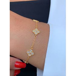 Pulseira trevo cravejado - P3365 - Lojas das Revendedoras