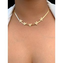 Conjunto chocker e brinco coração fosco - CON7226 - Lojas das Revendedoras