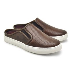 Mule Masculino Stratus em Couro Legitimo Brown/ Chocolate